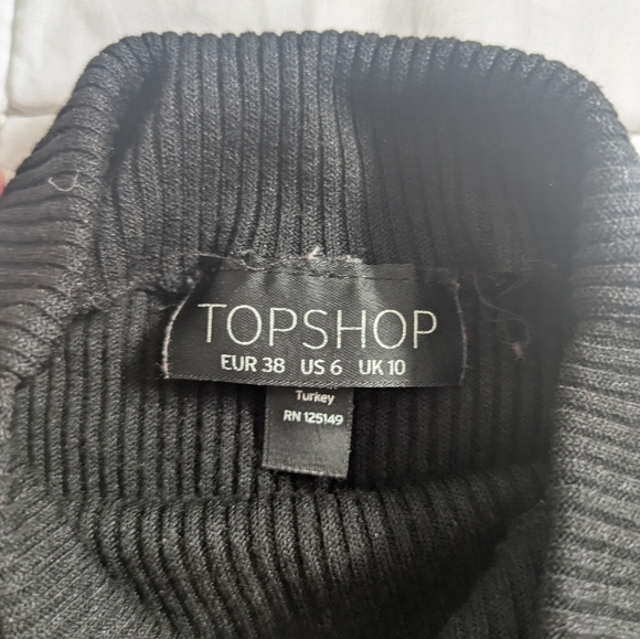 Black Ribbed Topshop Mock neck Sleeveless - Picture 3 of 5